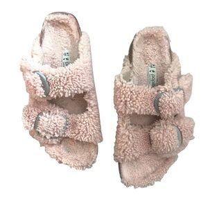 Free People Arizona Teddy Shearling Birkenstock Sandals Pink Sz 41
